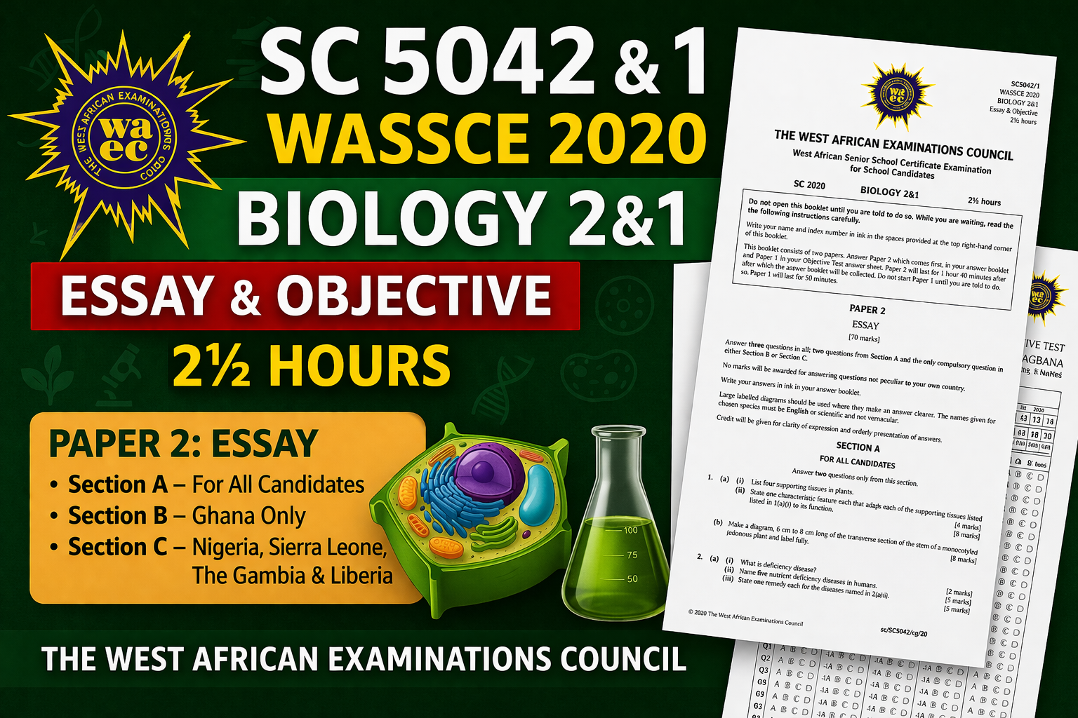 WAEC biology exam mockup design